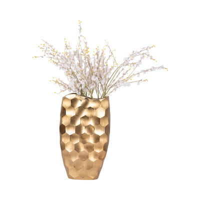 METAL, 24  HONEYCOMB VASE, GOLD