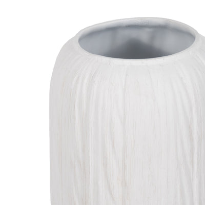 32 Rough Cylinder Floor Vase, White