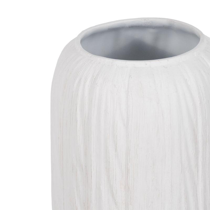 32 Rough Cylinder Floor Vase, White