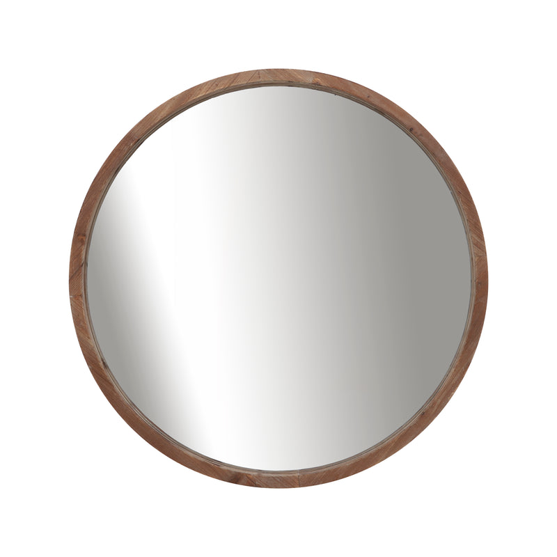 Wood, 32 Round Mirror, Brown Wb