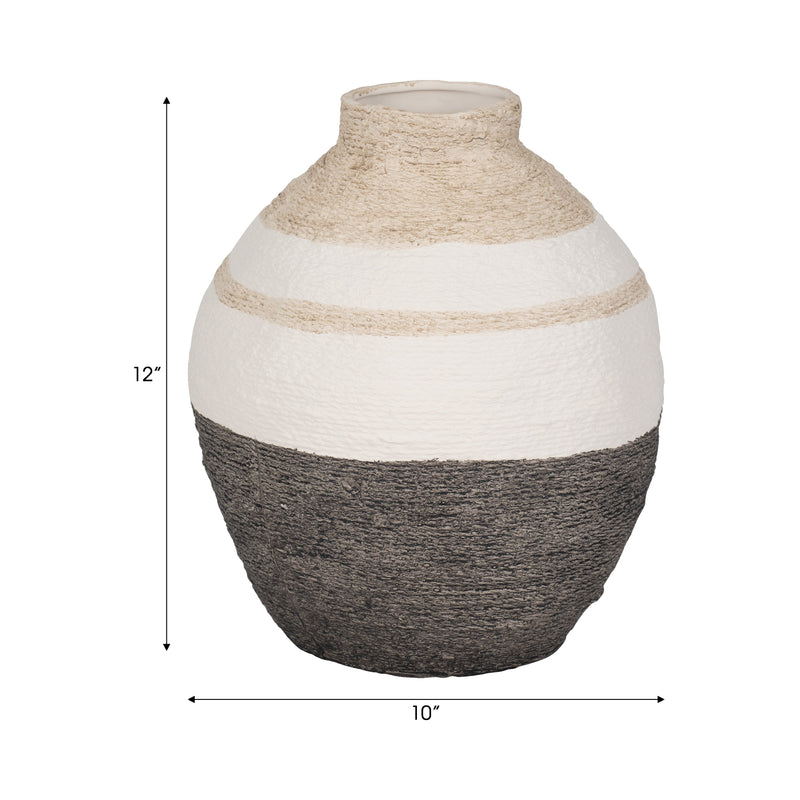 12 Striped Woven Textured Vase, Multi