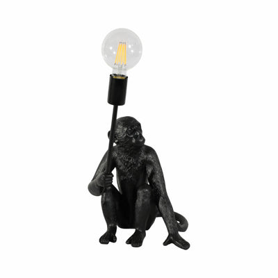 20 Monkey With Lightbulb Table Lamp, Black