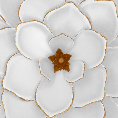 METAL 17  MULTI-LAYER FLOWER WALL DECO, WHITE/GOL