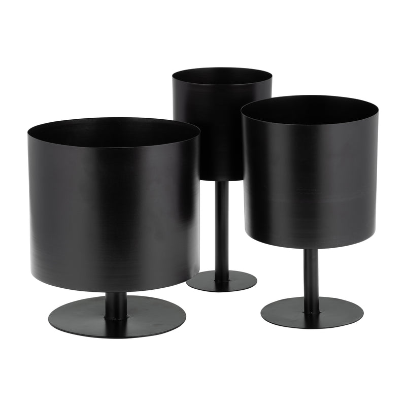 Ec Metal,8,flat Round Base Planter,black