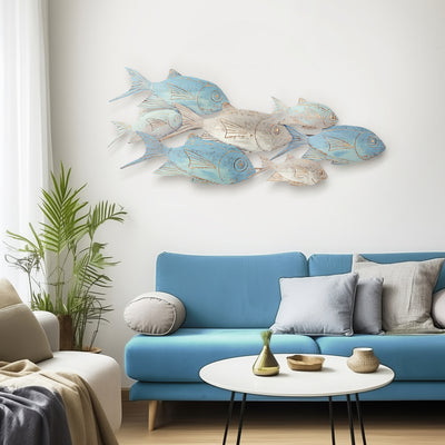 METAL 42 SCHOOL OF FISH WALL DECOR WB