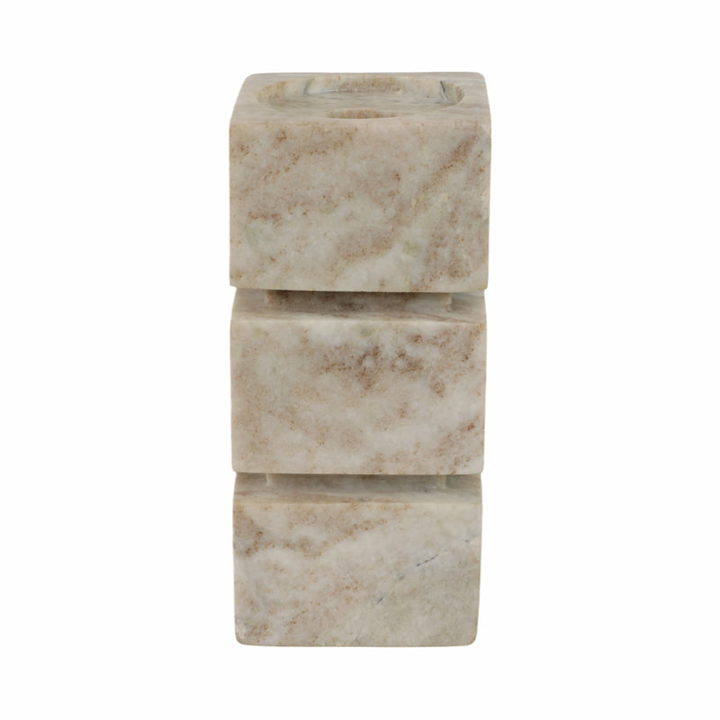 8 Onyx Marble Stacked Cubes Pillar Candleholder,