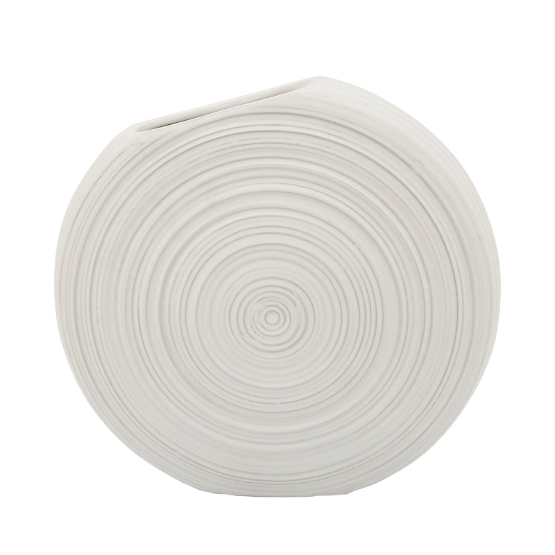 11H OVAL SWIRLED VASE, WHITE