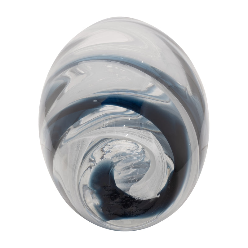 GLASS, 17 SWIRL VASE, BLUE