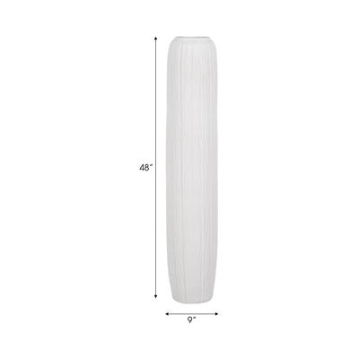 48 Rough Cylinder Floor Vase, White