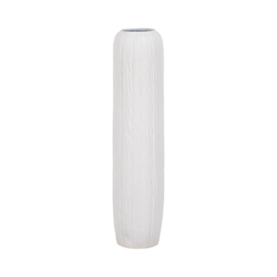 32 Rough Cylinder Floor Vase, White