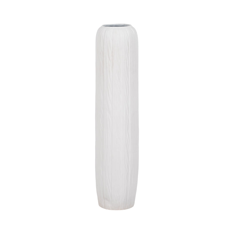 32 Rough Cylinder Floor Vase, White