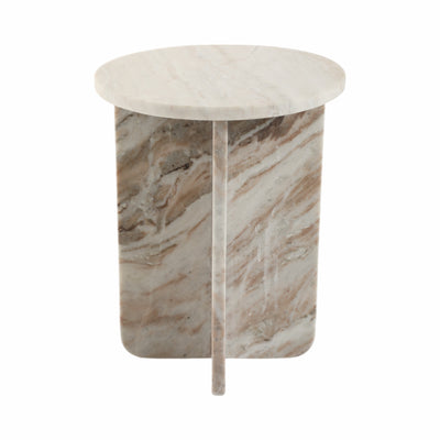 18 BELLISO SMALL ROUNDED MARBLE TABLE, BROWN