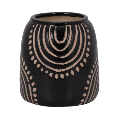 CER, 6 TRIBAL ARCH VASE, BLACK/TAN