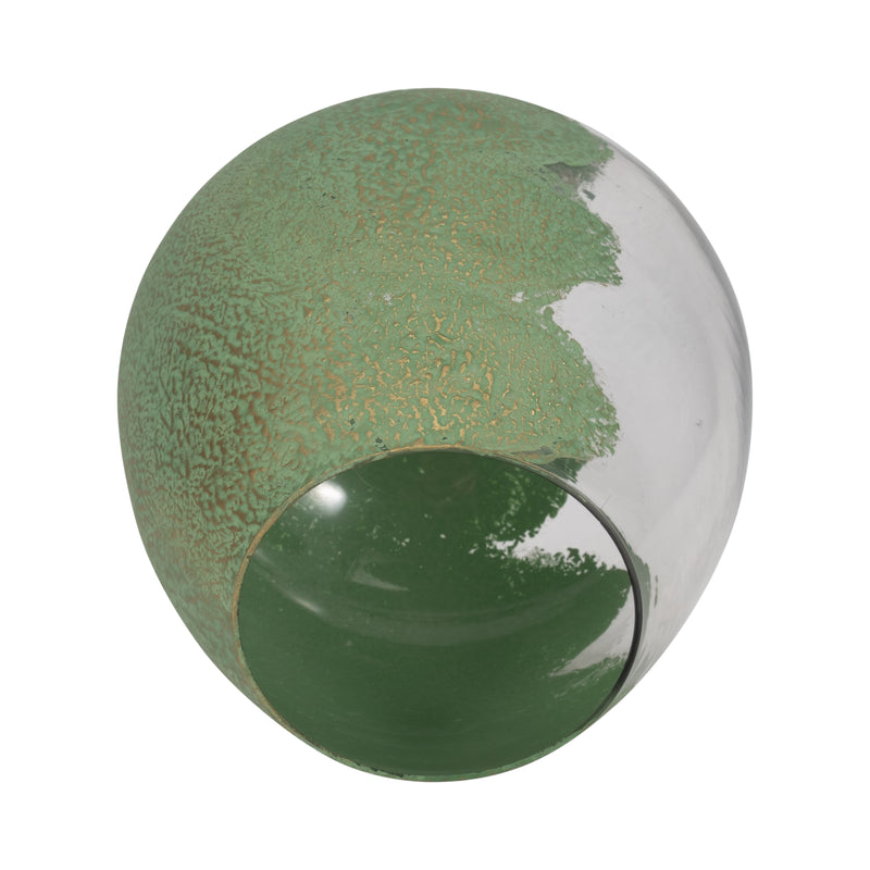 GLASS, 10 DIPPED VASE, GREEN