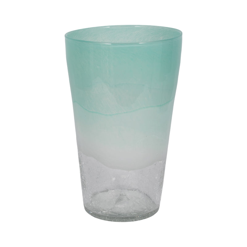 14 Fluted Glass Vase, Aqua Haze