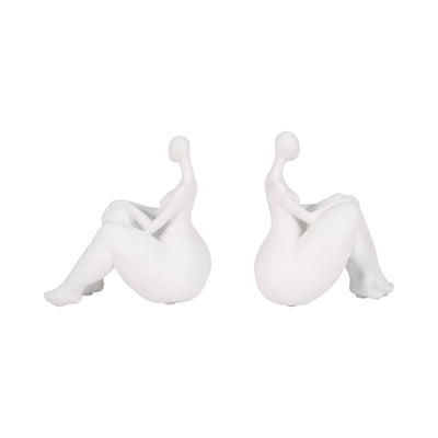 S/2 Sitting Ladies Bookends, White