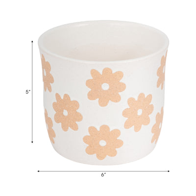 6 Flower Power Planter, White/tan