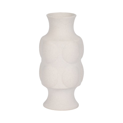 11 Large Dot Embossed Vase Sand Texture, White