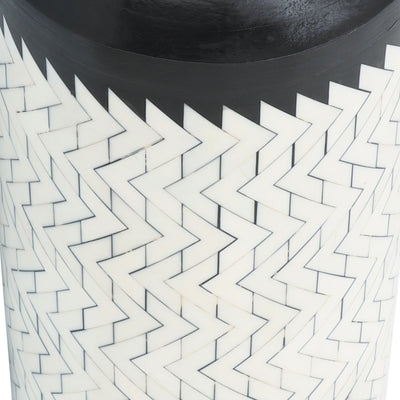 Resin 14h Chevron Vase, Blk/white