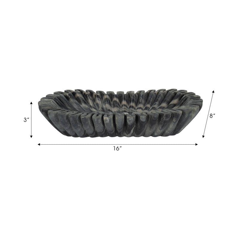 16 Arkin Wavy Marble Bowl, Gray