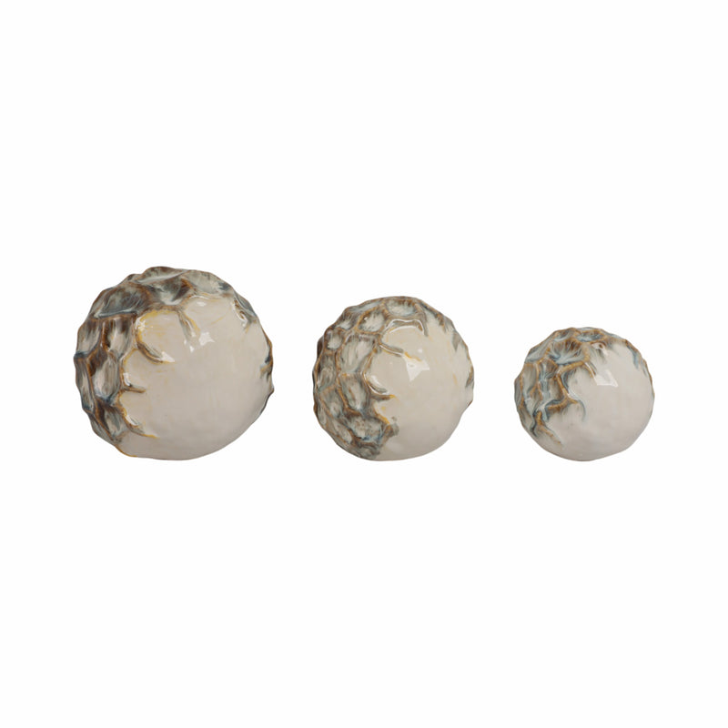 S/3 4/5/6 Decorah Cer Deco Balls - Set Of 3