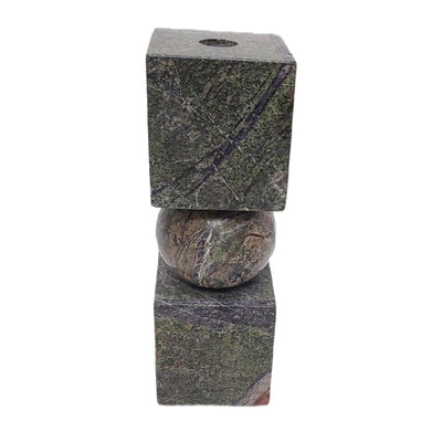 9x3 Chunky Marble Taper Holder, Forest Green