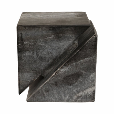 4 Cut Marble Cube, Grey