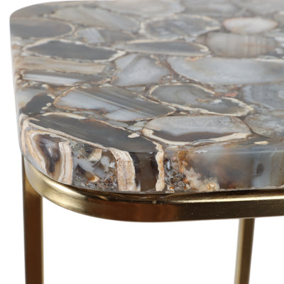 24x15 Agate Top C-table, Black/gold