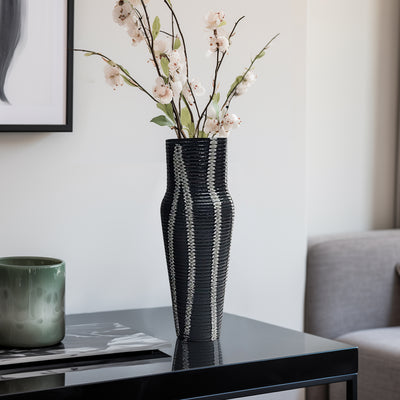 12 Percy Patterned Gray Metal Vase