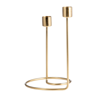 METAL, 8 SWIRLY 2-TAPER CANDLEHOLDER, GOLD