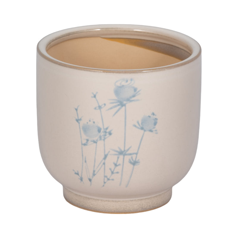 5 Blue Flowers Planter, Ivory/blue