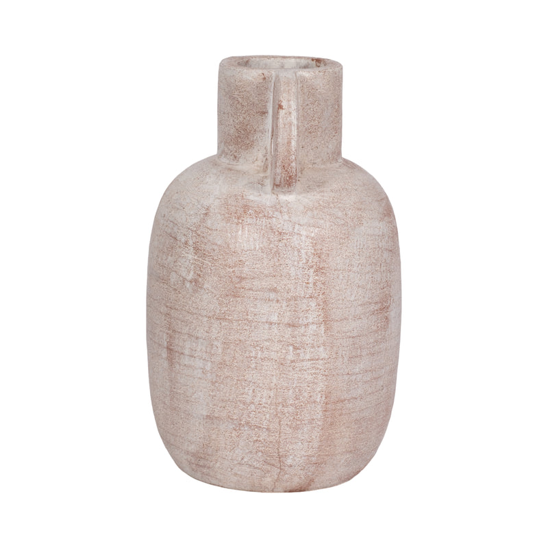 15 Modern Terracotta Jug Vase W/handle, Ivory