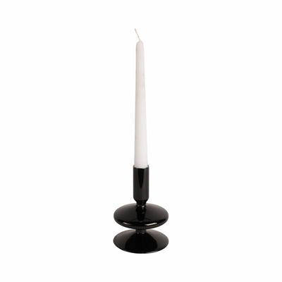 5 Vintage Glass Taper Candle Holder, Black