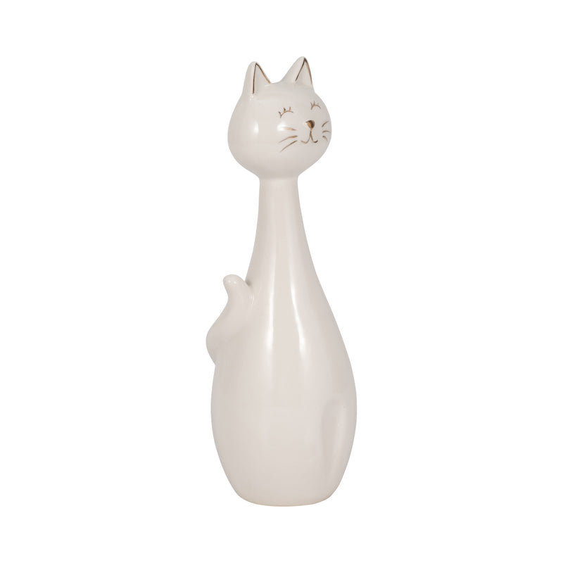 9 Sitting Kitty, White/gold