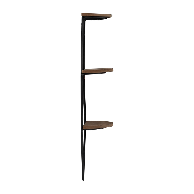 METAL/WOOD, 21 3-TIER DIAMOND WALL SHELF, BROWN/B