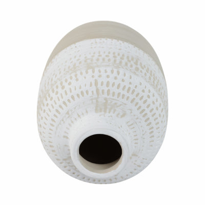 CERAMIC 7.75 TRIBAL VASE, BEIGE