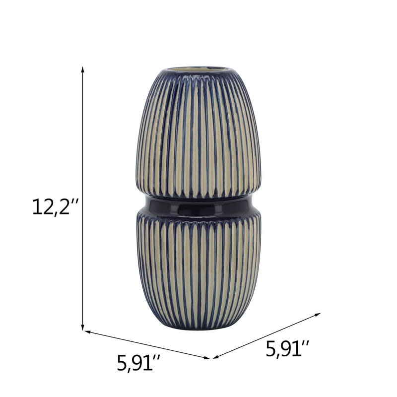 Cer, 12 Round Mallet Vase, Blue