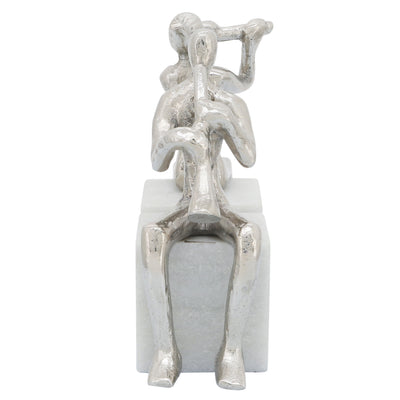 S/2 METAL MUSICIANS ON MARBLE BASE, SILVER