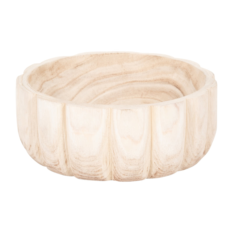 WOOD, 9 SCALLOPED BOWL, NATURAL