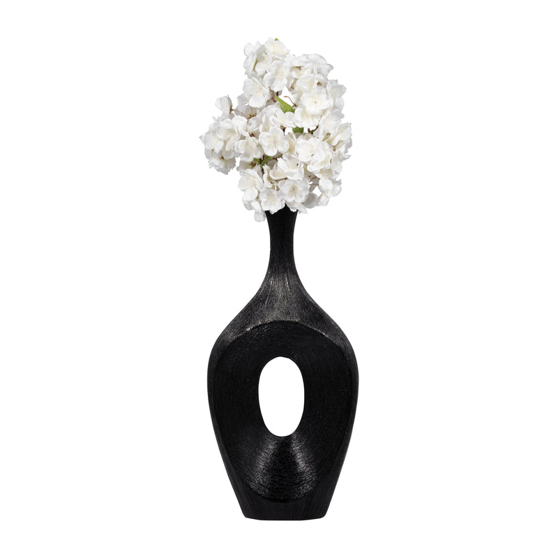 CER, 19 SCRATCHED OPEN CUT VASE, BLACK