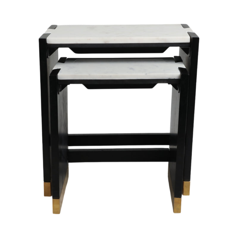 S/2 20/24WALKER ACACIA WD ACCENT TABLES,BLK/2BXS