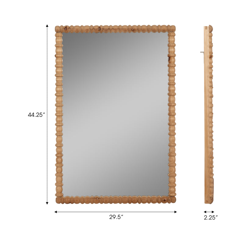 30x44 Carved Wood Mirror, Natural