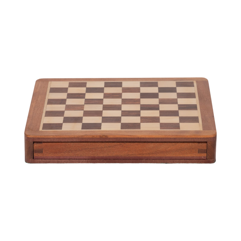 10 Acacia Wood Magnetic Chess Set, Natural