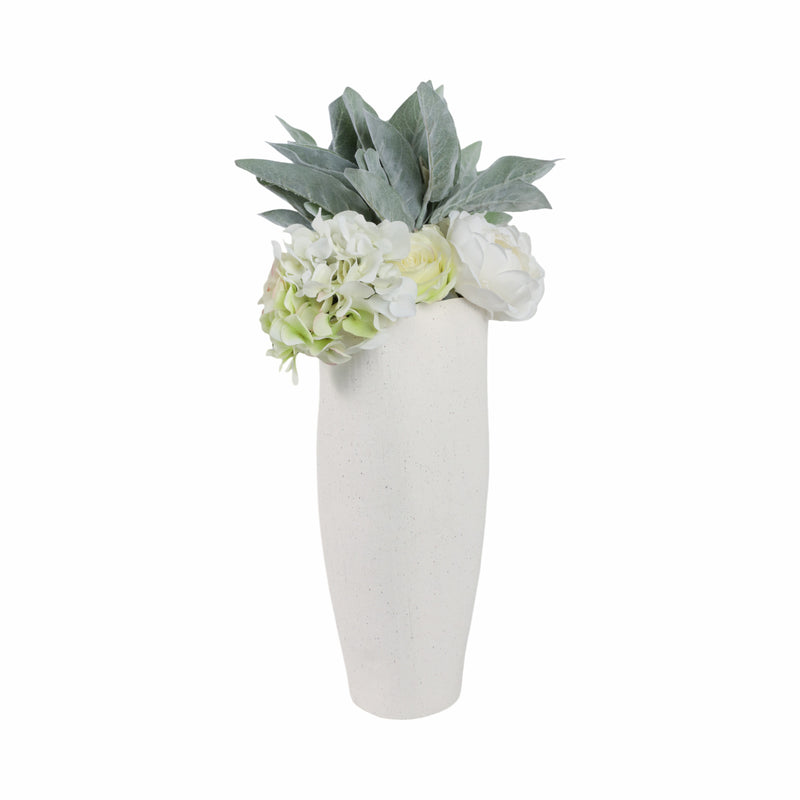 16x7 Textured Organic Vase Reactive Inside, White