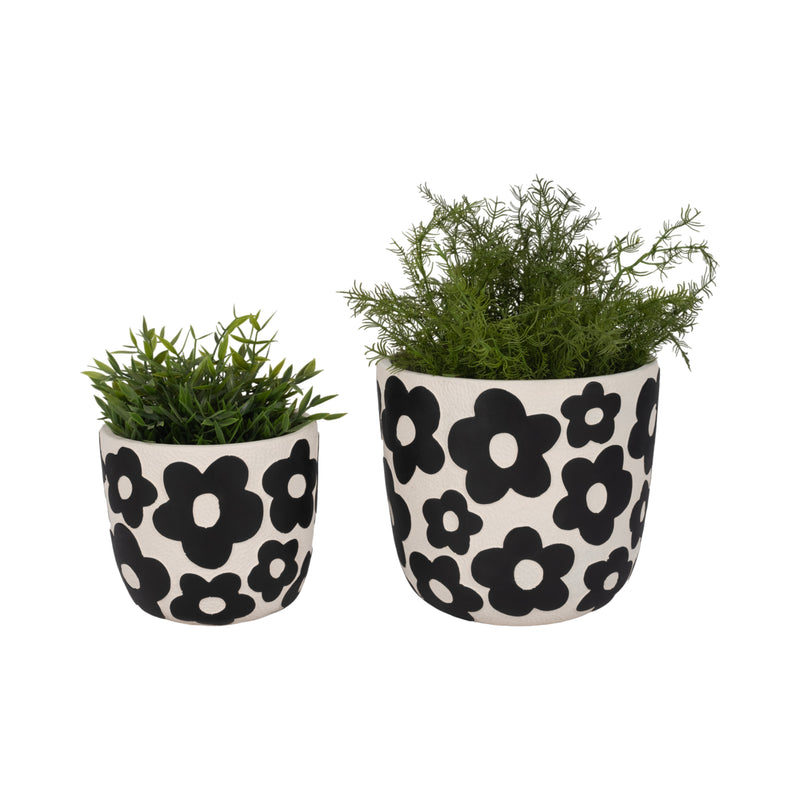 S/2 7/9 Flower Power Planters, Black