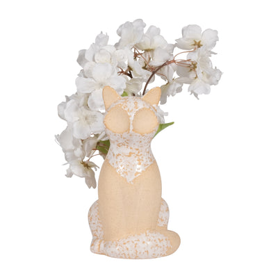 Cer, 8 Sitting Fox Vase, Ivory