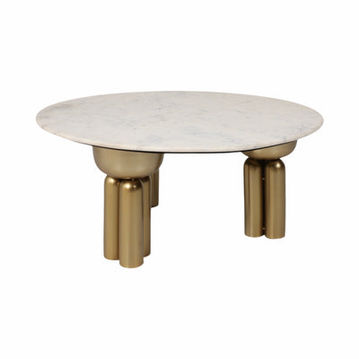 Metal, 36 Marble Top Coffee Table, Gold/white,kd