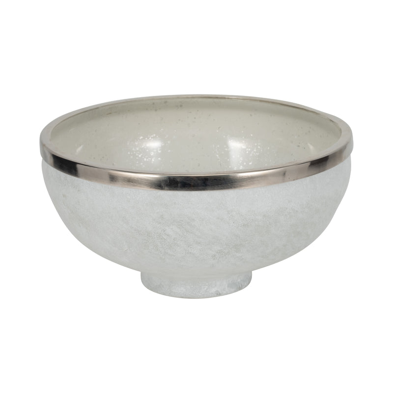 GLASS,13,BOWL W/RING DECO,WHITE