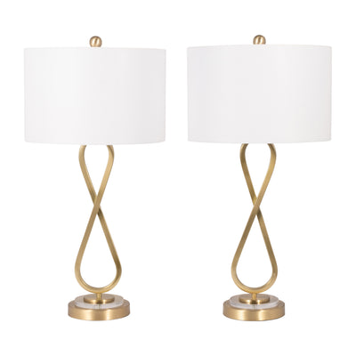 Metal, S/2 28 Infinity Table Lamps, Gold