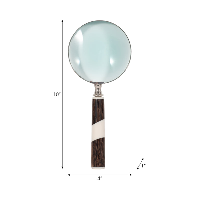 RESIN, 4 2-TONE MAGNIFYING GLASS, BLACK/WHITE